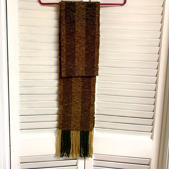 NEW Scarf Unisex handmade woven brown green fringe soft long acrylic fringe - Picture 9 of 10